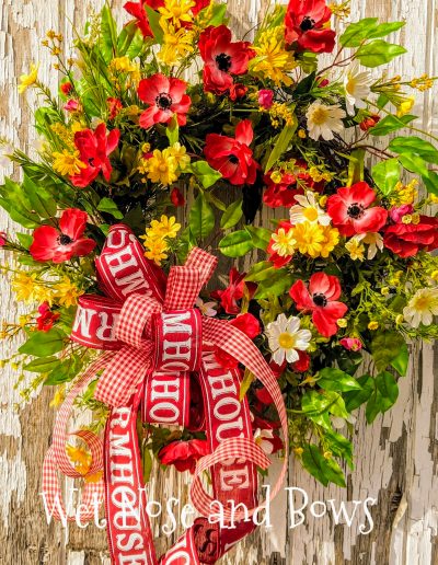 Spring Wreath, Spring/Summer Wreath, Spring Wreath with Bow, Wildflower  Wreath, Summer Wreath, Burlap Bow, Sunflower and Poppy Wreath 2023
